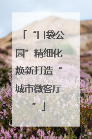 “口袋公园”精细化焕新打造“城市微客厅”