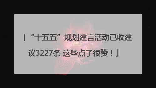 “十五五”规划建言活动已收建议3227条 这些点子很赞！
