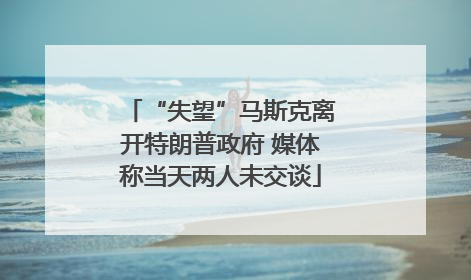 “失望”马斯克离开特朗普政府 媒体称当天两人未交谈