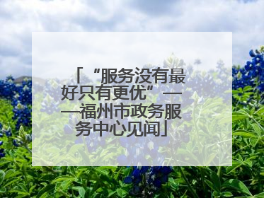 “服务没有最好只有更优”——福州市政务服务中心见闻