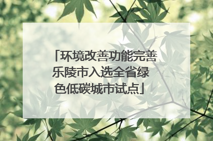 环境改善功能完善 乐陵市入选全省绿色低碳城市试点