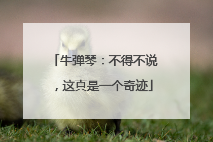 牛弹琴：不得不说，这真是一个奇迹