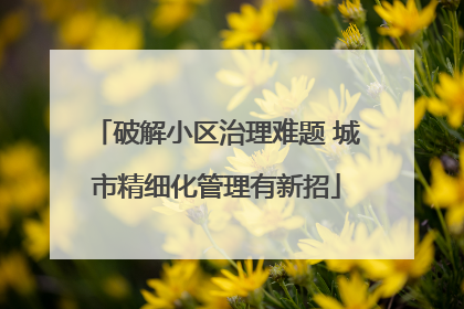 破解小区治理难题 城市精细化管理有新招