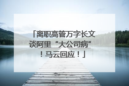 离职高管万字长文谈阿里“大公司病”！马云回应！