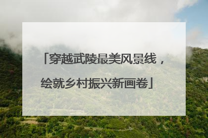 穿越武陵最美风景线，绘就乡村振兴新画卷
