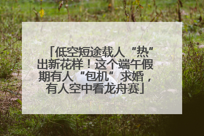 低空短途载人“热”出新花样！这个端午假期有人“包机”求婚，有人空中看龙舟赛