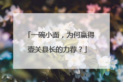一碗小面，为何赢得壶关县长的力荐？