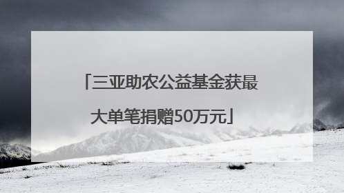 三亚助农公益基金获最大单笔捐赠50万元