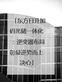 东方日升加码光储一体化：逆变器布局彰显逆势而上决心