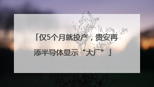 仅5个月就投产，贵安再添半导体显示“大厂”