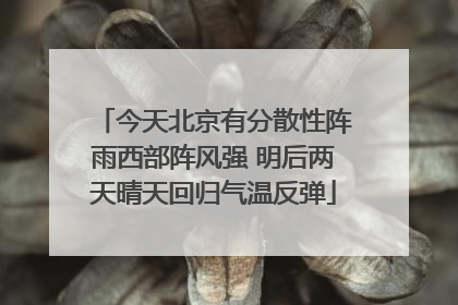 今天北京有分散性阵雨西部阵风强 明后两天晴天回归气温反弹