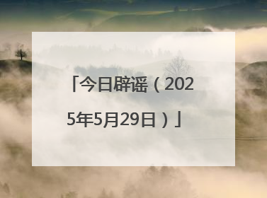 今日辟谣（2025年5月29日）