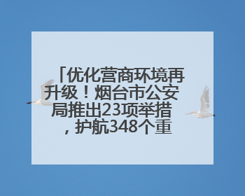 优化营商环境再升级！烟台市公安局推出23项举措，护航348个重点项目