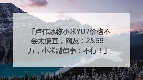 卢伟冰称小米YU7价格不会太便宜，网友：25.59万，小米副董事：不行！