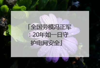 全国劳模冯正军：20年如一日守护电网安全
