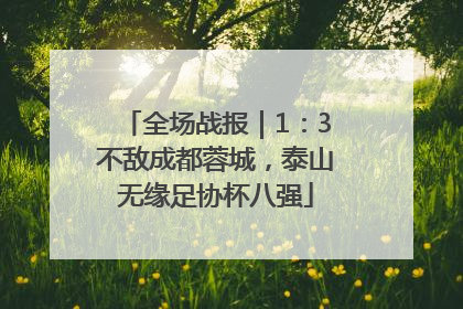 全场战报｜1：3不敌成都蓉城，泰山无缘足协杯八强