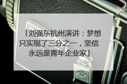 刘强东杭州演讲：梦想只实现了三分之一，坚信永远是青年企业家