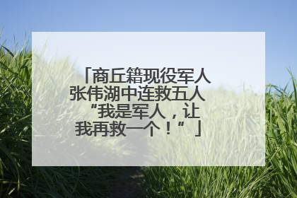 商丘籍现役军人张伟湖中连救五人 “我是军人，让我再救一个！”