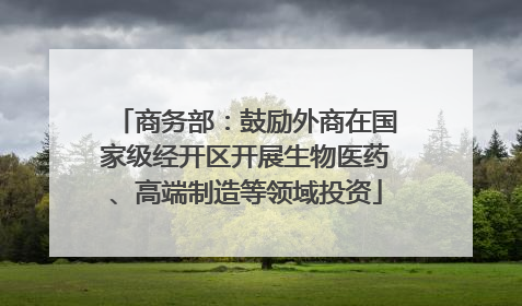 商务部：鼓励外商在国家级经开区开展生物医药、高端制造等领域投资