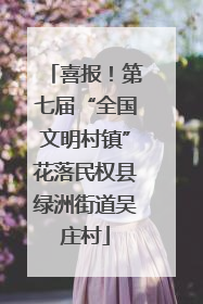 喜报！第七届“全国文明村镇”花落民权县绿洲街道吴庄村