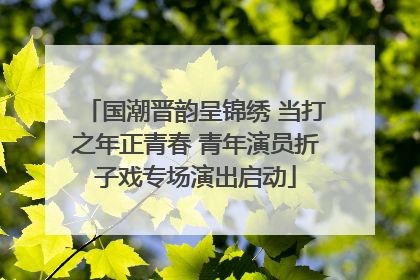 国潮晋韵呈锦绣 当打之年正青春 青年演员折子戏专场演出启动