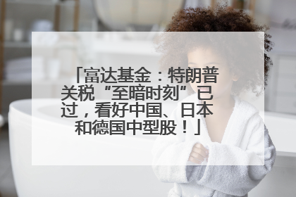 富达基金：特朗普关税“至暗时刻”已过，看好中国、日本和德国中型股！