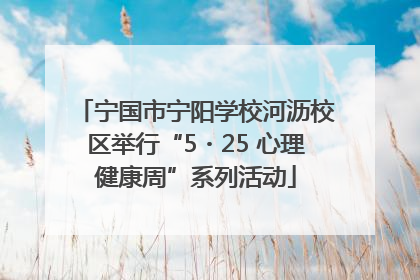 宁国市宁阳学校河沥校区举行“5・25 心理健康周”系列活动