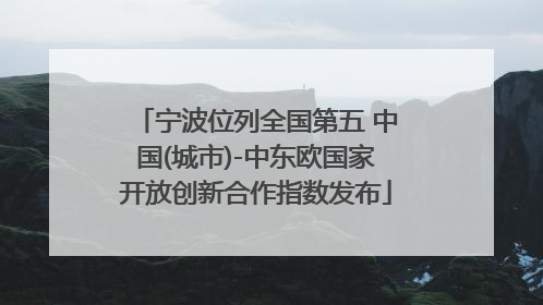 宁波位列全国第五 中国(城市)-中东欧国家开放创新合作指数发布