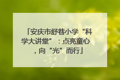 安庆市舒巷小学“科学大讲堂”：点亮童心，向“光”而行