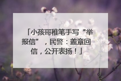 小孩哥稚笔手写“举报信”，民警：盖章回信，公开表扬！