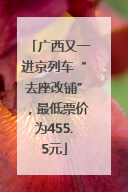 广西又一进京列车“去座改铺”，最低票价为455.5元