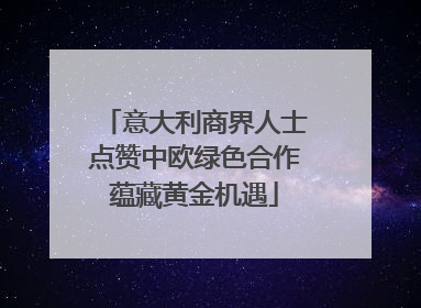 意大利商界人士点赞中欧绿色合作蕴藏黄金机遇