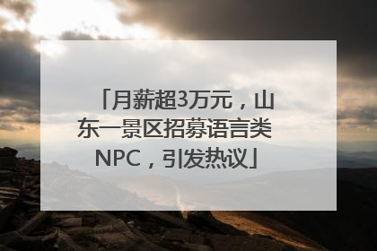 月薪超3万元，山东一景区招募语言类NPC，引发热议
