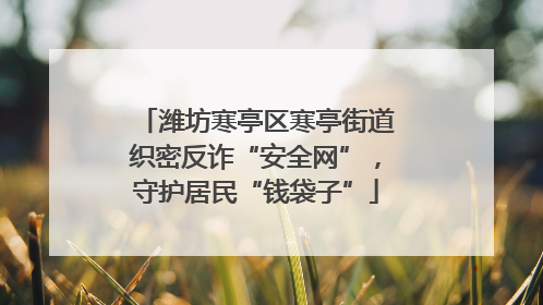 潍坊寒亭区寒亭街道织密反诈“安全网”，守护居民“钱袋子”