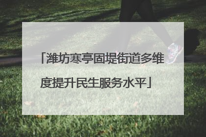 潍坊寒亭固堤街道多维度提升民生服务水平
