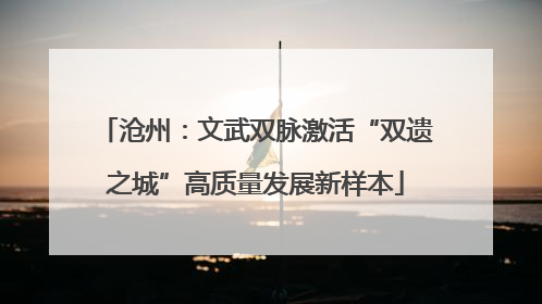 沧州：文武双脉激活“双遗之城”高质量发展新样本
