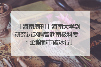 海南周刊丨海南大学副研究员赵鹏曾赴南极科考：企鹅都市破冰行