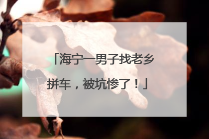 海宁一男子找老乡拼车，被坑惨了！