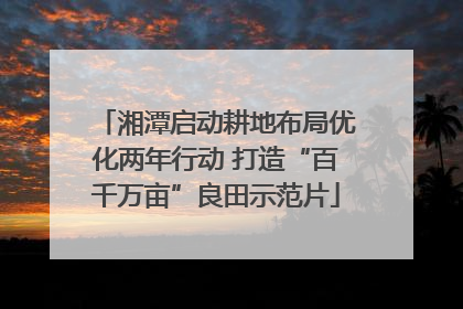 湘潭启动耕地布局优化两年行动 打造“百千万亩”良田示范片