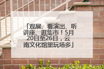 观展、看演出、听讲座、逛集市！5月20日至26日，云南文化馆里玩场多