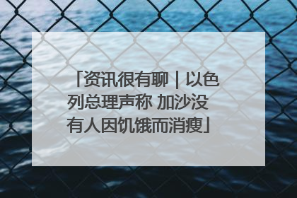 资讯很有聊｜以色列总理声称 加沙没有人因饥饿而消瘦