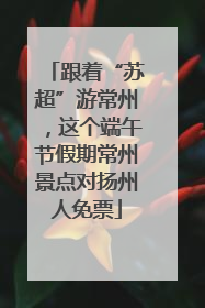 跟着“苏超”游常州，这个端午节假期常州景点对扬州人免票