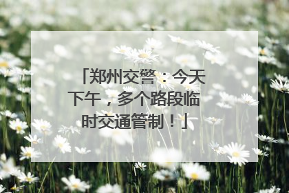 郑州交警：今天下午，多个路段临时交通管制！