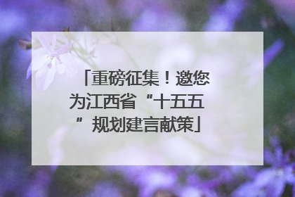 重磅征集！邀您为江西省“十五五”规划建言献策