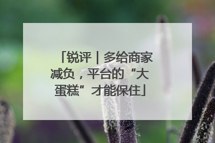 锐评｜多给商家减负，平台的“大蛋糕”才能保住