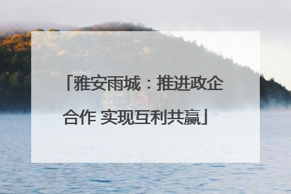 雅安雨城：推进政企合作 实现互利共赢