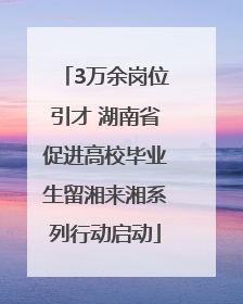 3万余岗位引才 湖南省促进高校毕业生留湘来湘系列行动启动