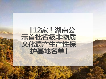 12家！湖南公示首批省级非物质文化遗产生产性保护基地名单