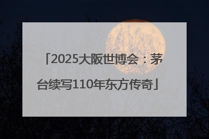 2025大阪世博会：茅台续写110年东方传奇