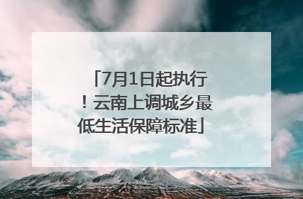 7月1日起执行！云南上调城乡最低生活保障标准